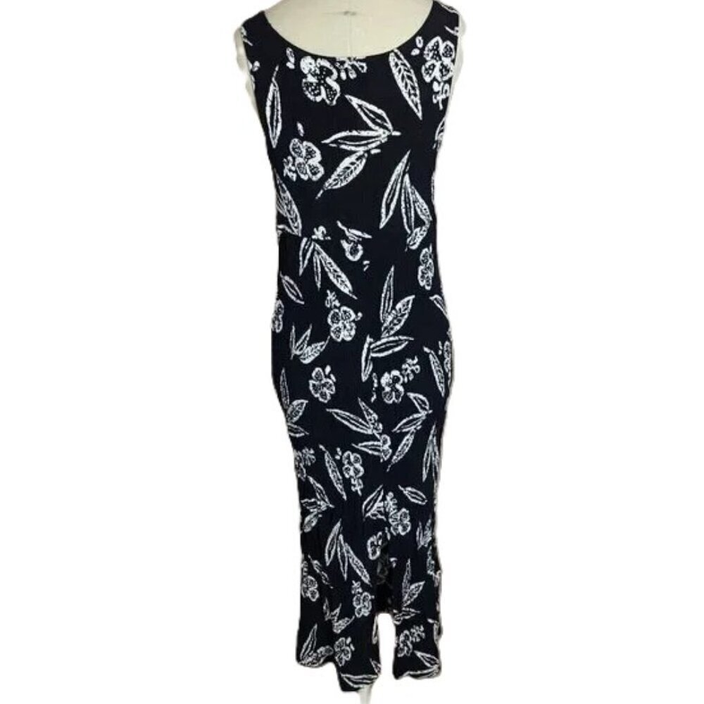 Vintage 90s JPR Naturals Crepe Dress Grunge Coastal Cowgirl Leaf Sleeveless Boho